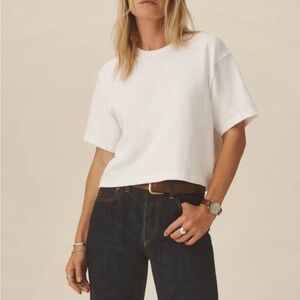 Buck Mason Field-Spec Boyfriend Crop Tee in White